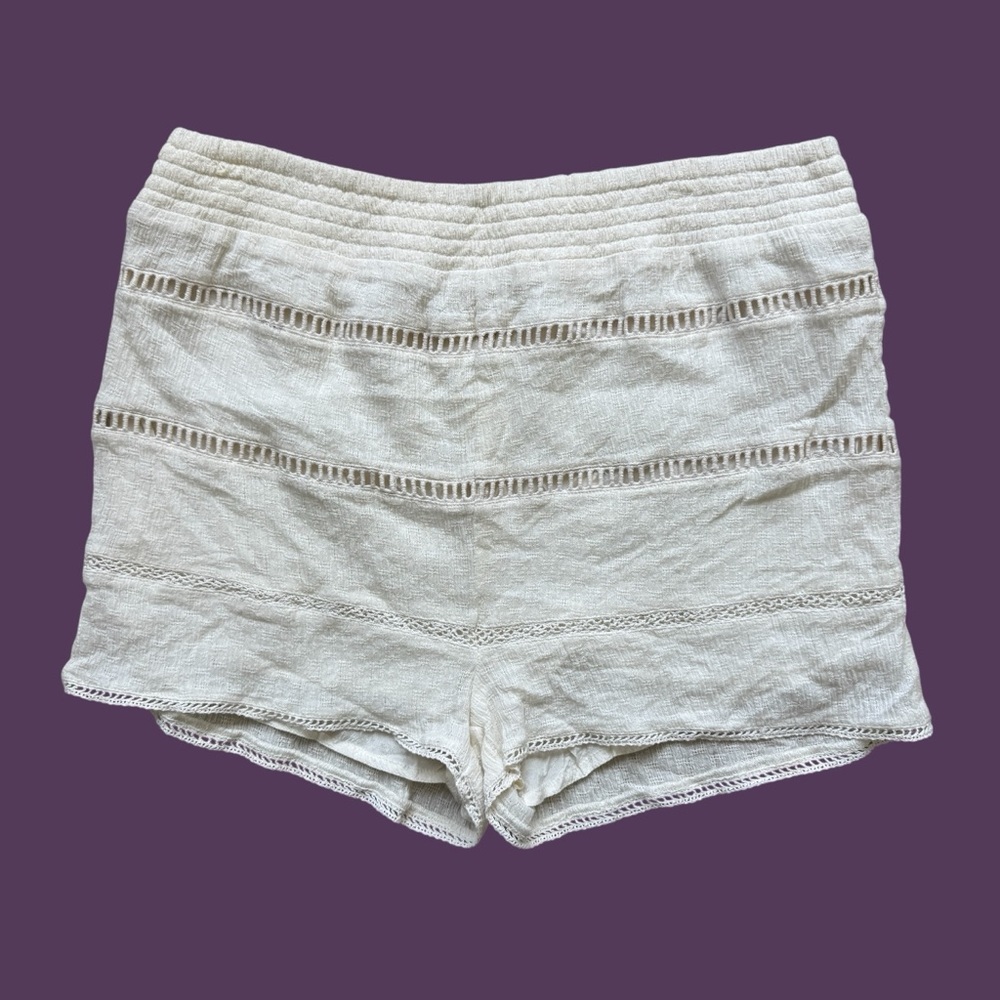 Free People Boho Lace Trim Shorts XS Ivory Cotton Gauze Cottagecore Festival